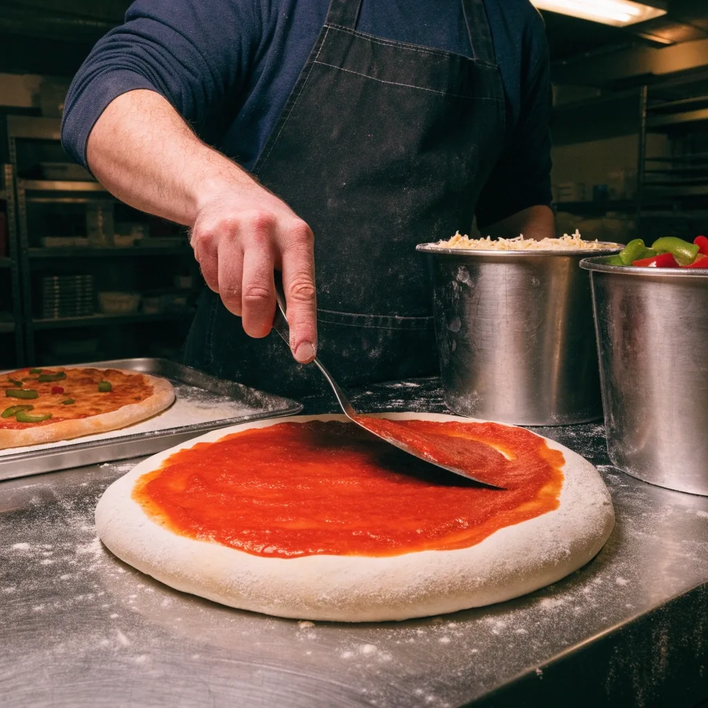 Whole pizzas with different toppings arranged on a dark table